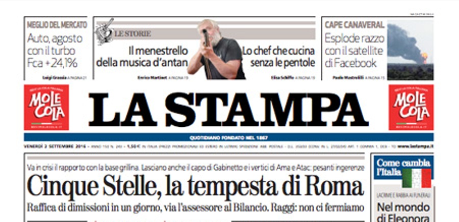 Le prime pagine dei giornali venerdì 2 settembre 2016