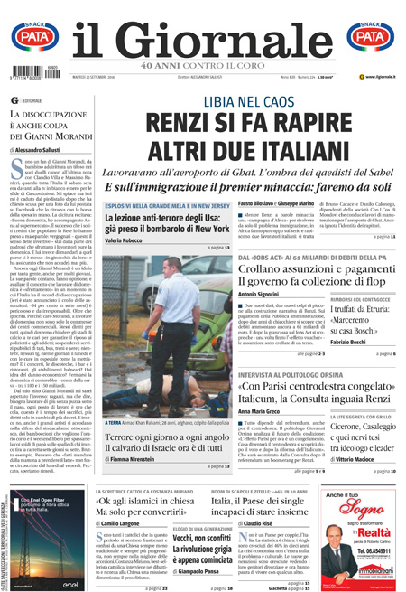 [NAZIONALE - 1] GIORN/INTERNI/PAG-PRIMA ... 20/09/16
