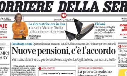 Le prime pagine dei giornali giovedì 29 settembre 2016