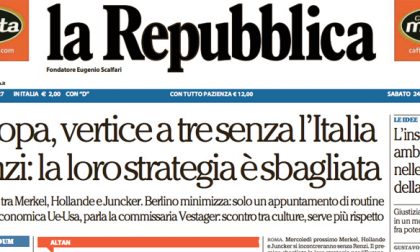 Le prime pagine dei giornali sabato 24 settembre 2016