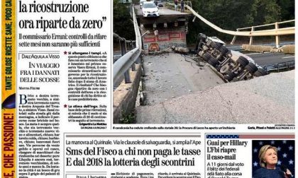 Le prime pagine dei giornali sabato 29 ottobre 2016