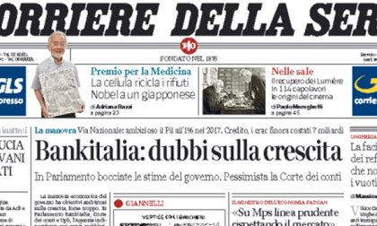 Le prime pagine dei giornali martedì 4 ottobre 2016