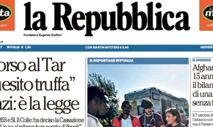 Le prime pagine dei giornali giovedì 6 ottobre 2016