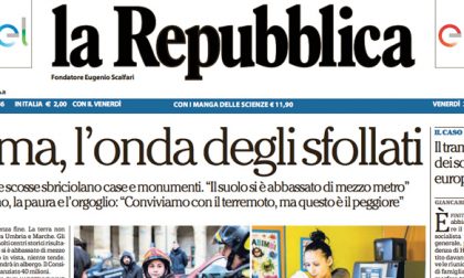 Le prime pagine dei giornali venerdì 28 ottobre 2016