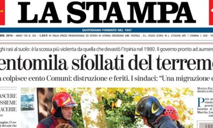 Le prime pagine dei giornali lunedì 31 ottobre 2016