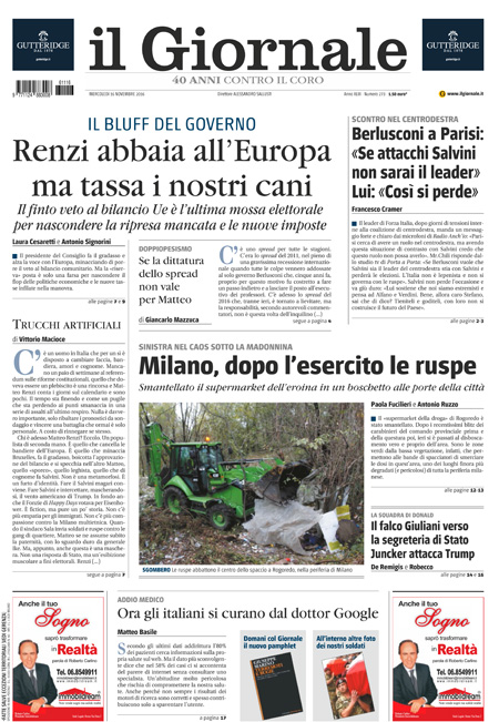 [NAZIONALE - 1] GIORN/INTERNI/PAG-PRIMA ... 16/11/16