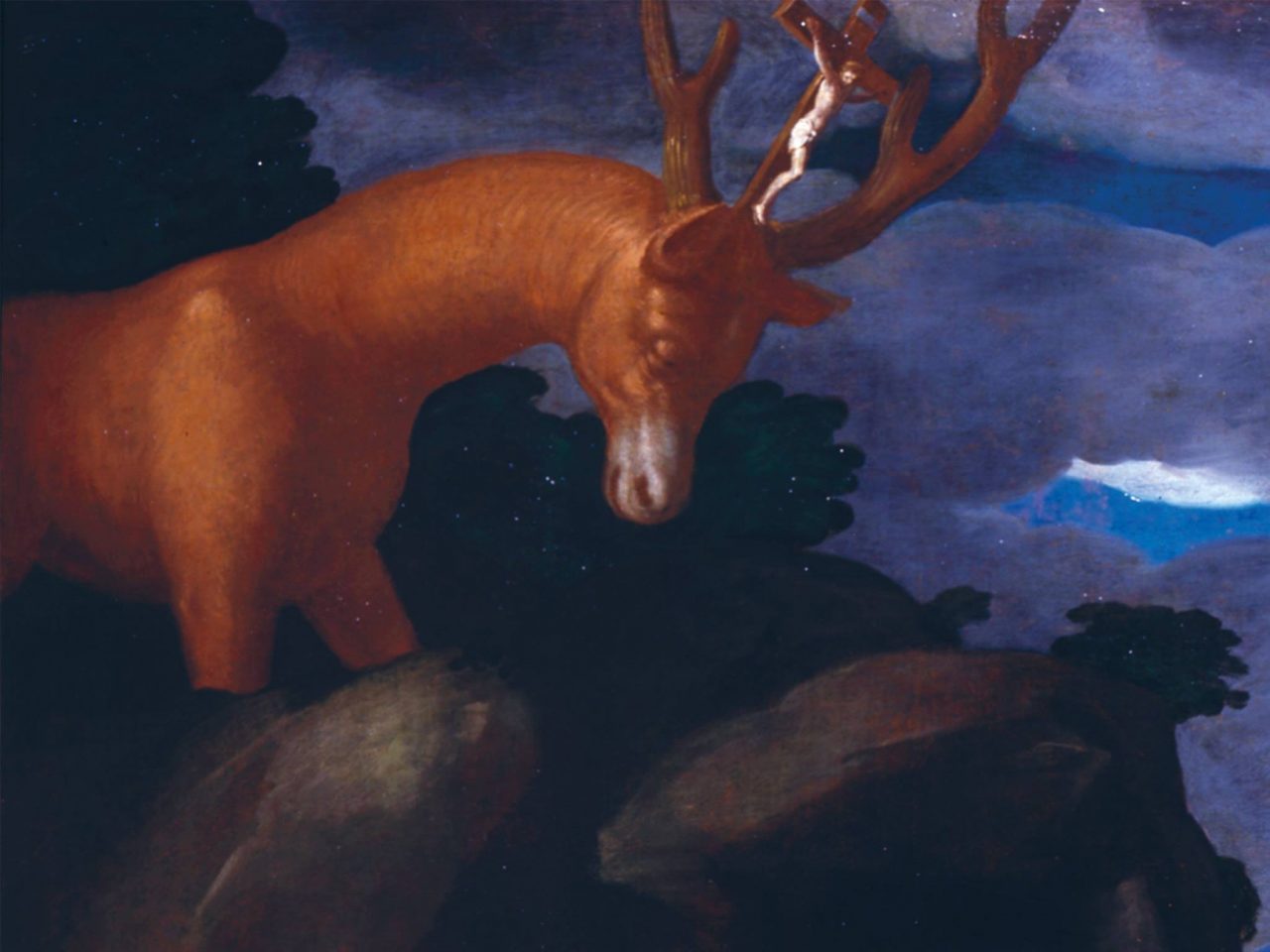 Cervo con un crocifisso tra le corna Nuovo quadro di Ceresa alla Carrara