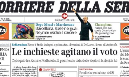 Le prime pagine dei giornali giovedì 24 novembre 2016