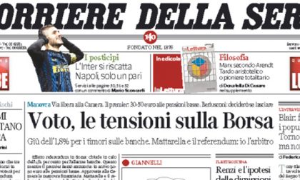 Le prime pagine dei giornali martedì 29 novembre 2016