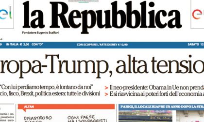 Le prime pagine dei giornali sabato 12 novembre 2016