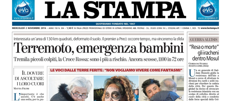 Le prime pagine dei giornali mercoledì 2 novembre 2016