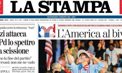 Le prime pagine dei giornali lunedì 7 novembre 2016