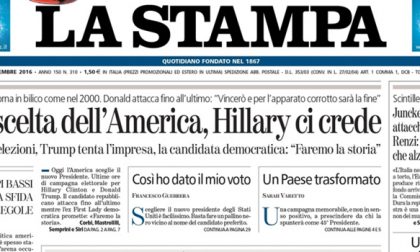 Le prime pagine dei giornali martedì 8 novembre 2016