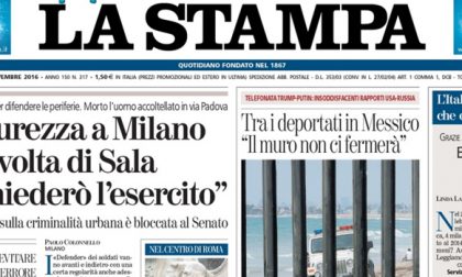 Le prime pagine dei giornali martedì 15 novembre 2016