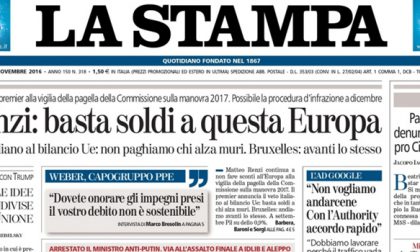Le prime pagine dei giornali mercoledì 16 novembre 2016