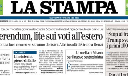Le prime pagine dei giornali mercoledì 23 novembre 2016