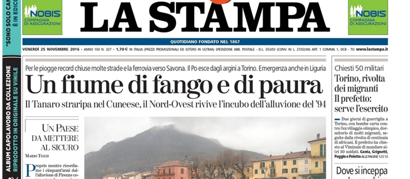 Le prime pagine dei giornali venerdì 25 novembre 2016