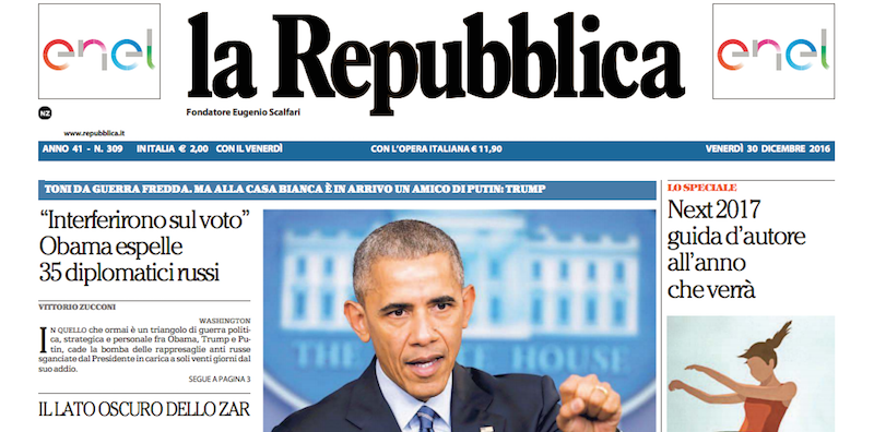 Le prime pagine dei giornali venerdì 30 dicembre 2016