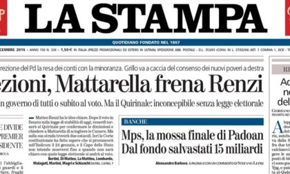 Le prime pagine dei giornali mercoledì 7 dicembre 2016