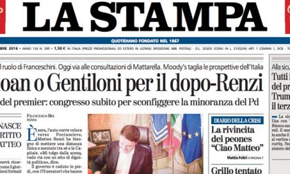 Le prime pagine dei giornali giovedì 8 dicembre 2016