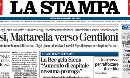Le prime pagine dei giornali sabato 10 dicembre 2016