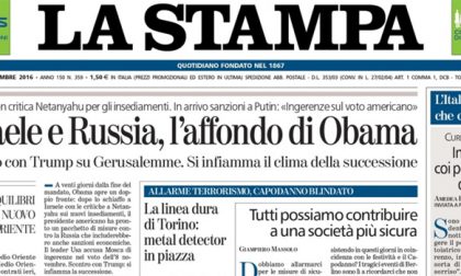 Le prime pagine dei giornali giovedì 29 dicembre 2016