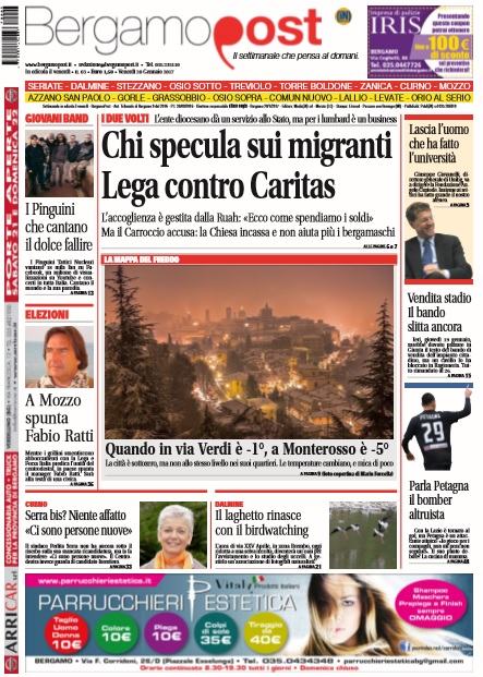 017 - Prima pagina BgPost 20 gennaio 2017