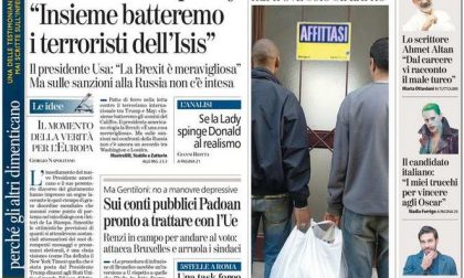Le prime pagine dei giornali sabato 28 gennaio 2017