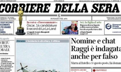 Le prime pagine dei giornali mercoledì 25 gennaio 2017