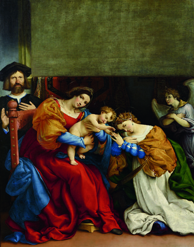 Lorenzo Lotto, Nozze mistiche di Santa Caterina d’Alessandria e il committente Niccolò Bonghi, 1523