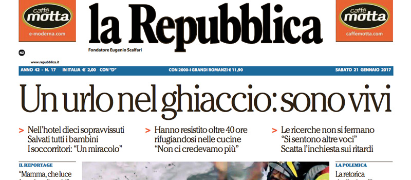 Le prime pagine dei giornali sabato 21 gennaio 2017