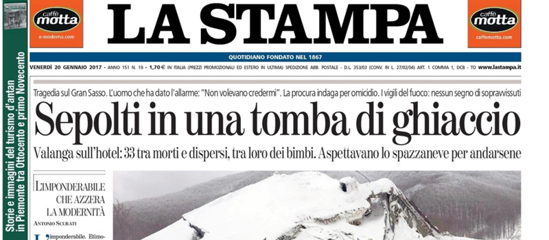 Le prime pagine dei giornali venerdì 20 gennaio 2017