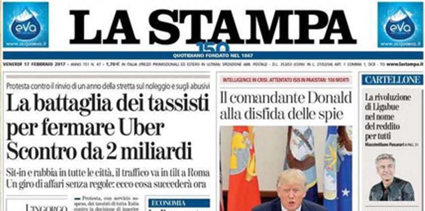 Le prime pagine dei giornali venerdì 17 febbraio 2017