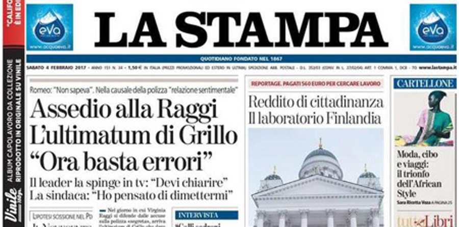 Le prime pagine dei giornali sabato 4 febbraio 2017