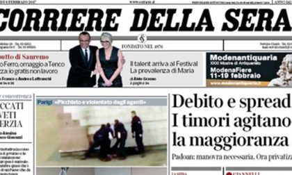 Le prime pagine dei giornali mercoledì 8 febbraio 2017