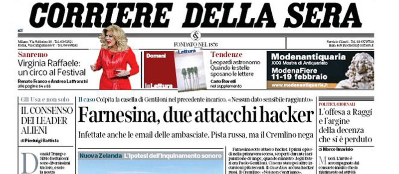 Le prime pagine dei giornali sabato 11 febbraio 2017