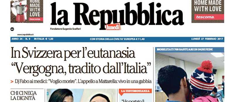 Le prime pagine dei giornali lunedì 27 febbraio 2017