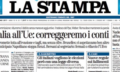 Le prime pagine dei giornali giovedì 2 febbraio 2017