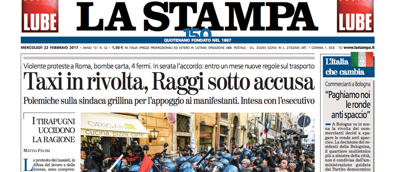 Le prime pagine dei giornali mercoledì 22 febbraio 2017