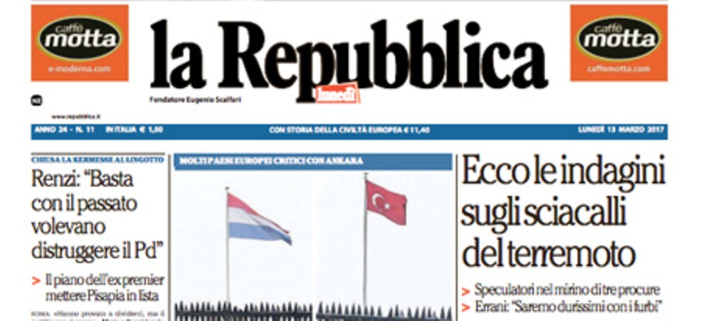 Le prime pagine dei giornali lunedì 13 marzo 2017