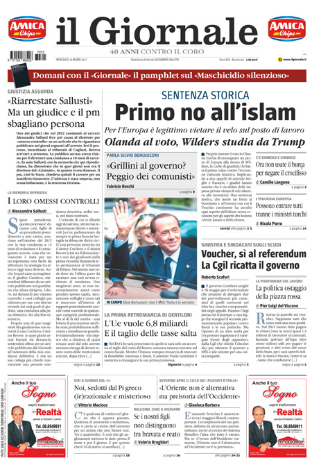 [NAZIONALE - 1] GIORN/INTERNI/PAG-PRIMA ... 15/03/17