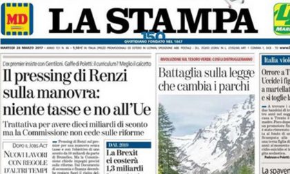 Le prime pagine dei giornali martedì 28 marzo 2017