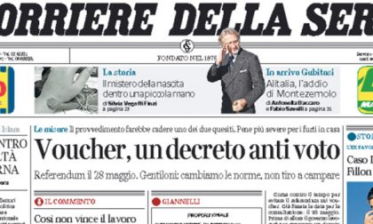 Le prime pagine dei giornali mercoledì 15 marzo 2017