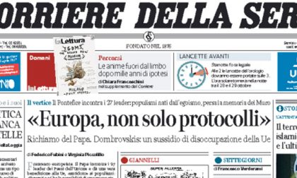Le prime pagine dei giornali sabato 25 marzo 2017