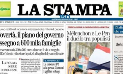Le prime pagine dei giornali giovedì 13 aprile 2017