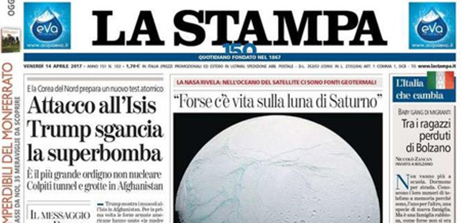 Le prime pagine dei giornali venerdì 14 aprile 2017