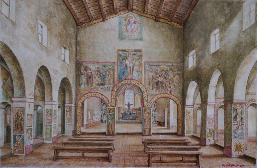 La chiesa scomparsa di Gandino rivive nei disegni di Bepi Rottigni