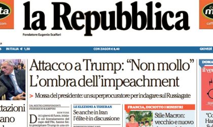 Le prime pagine dei giornali giovedì 18 maggio 2017