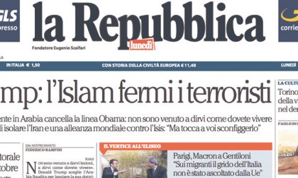 Le prime pagine dei giornali lunedì 22 maggio 2017