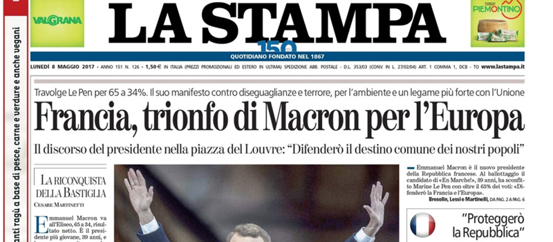 Le prime pagine dei giornali lunedì 8 maggio 2017